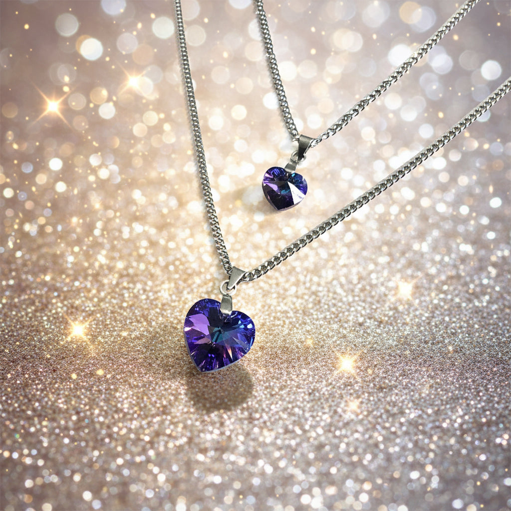 Collier coeur swarovski héliotrope