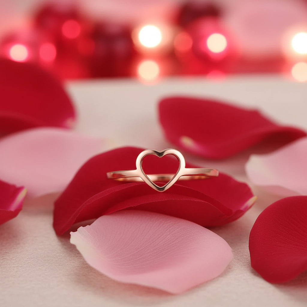 Bague cœur minimaliste en inox or rose