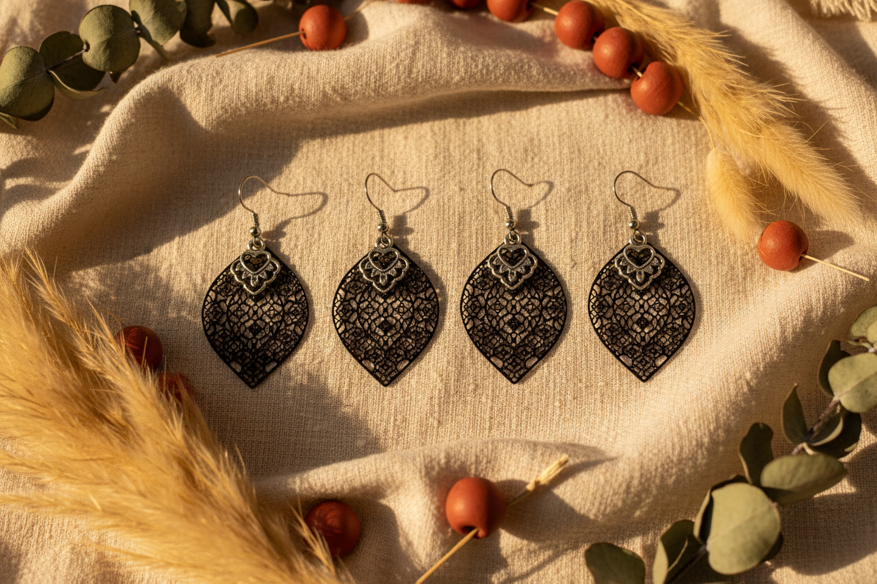 Boucles d’oreilles filigrane avec parements en inox