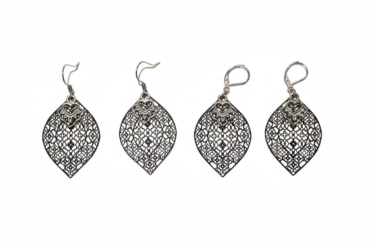 Boucles d’oreilles filigrane avec parements en inox