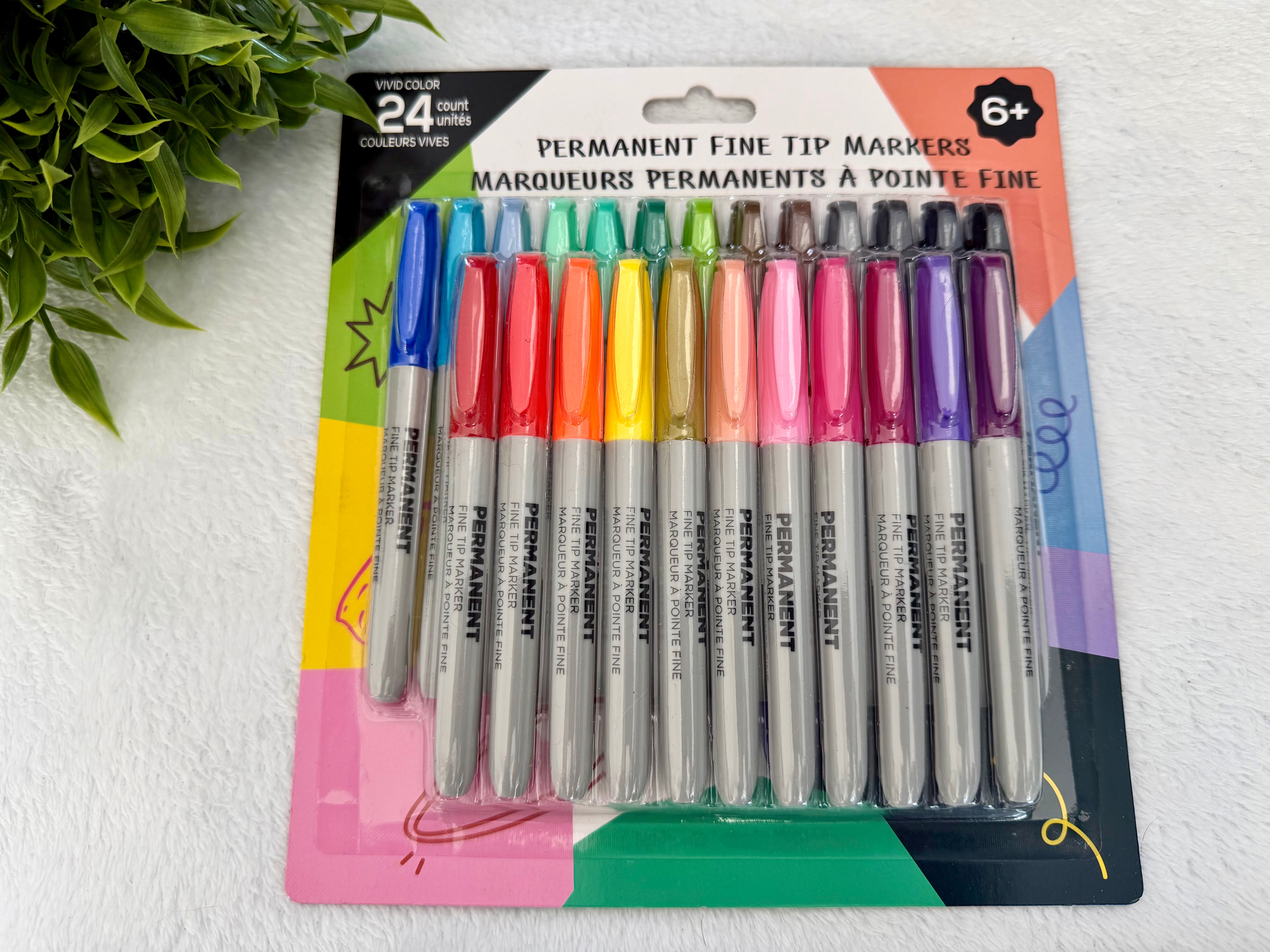 Lot de 24 marqueurs permanents