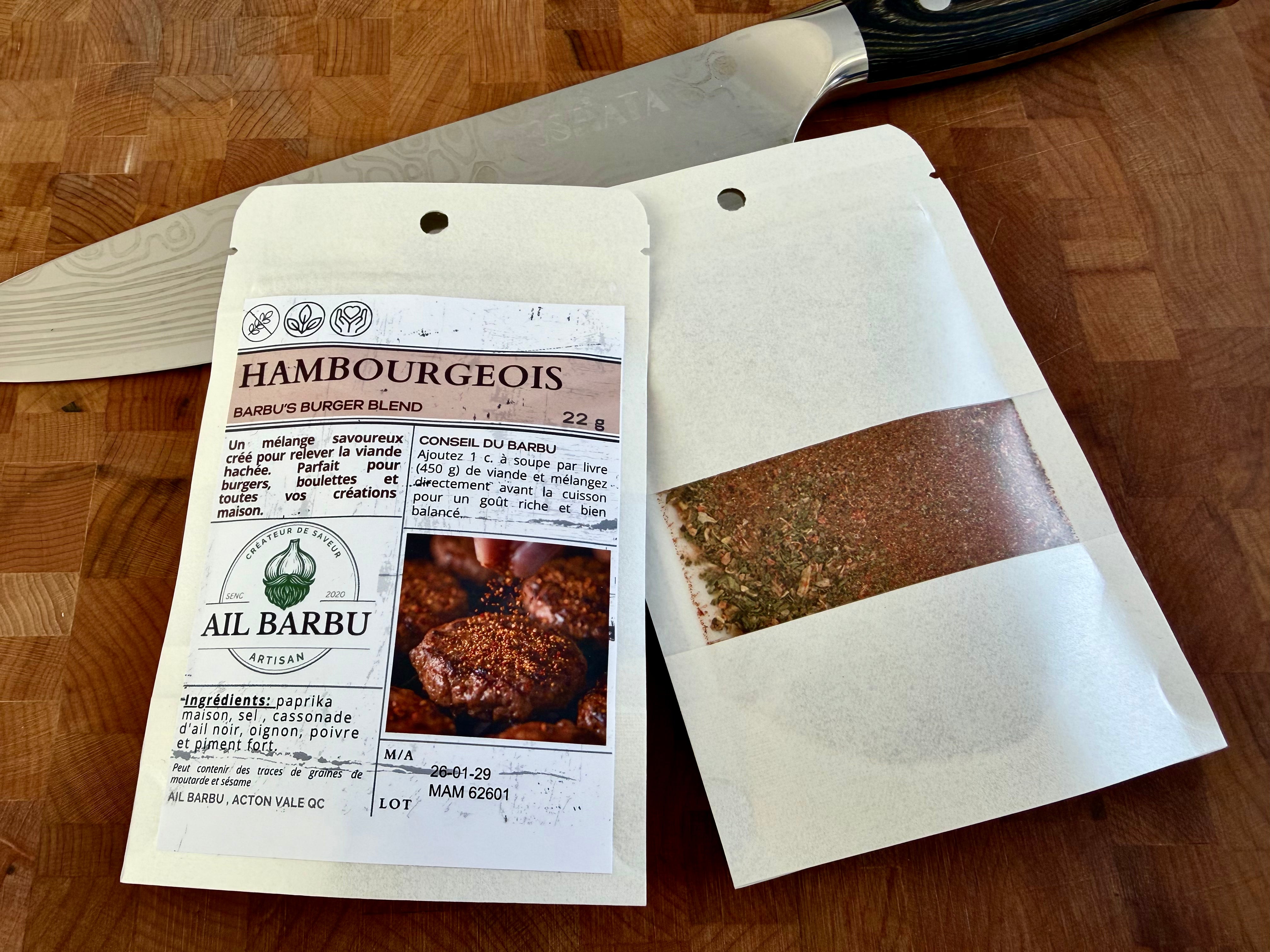 Mélange maison rehaussé d'ail noir pour 
HAMBOURGEOIS