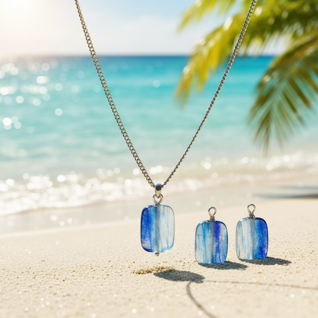 Collier en inox avec cyanite