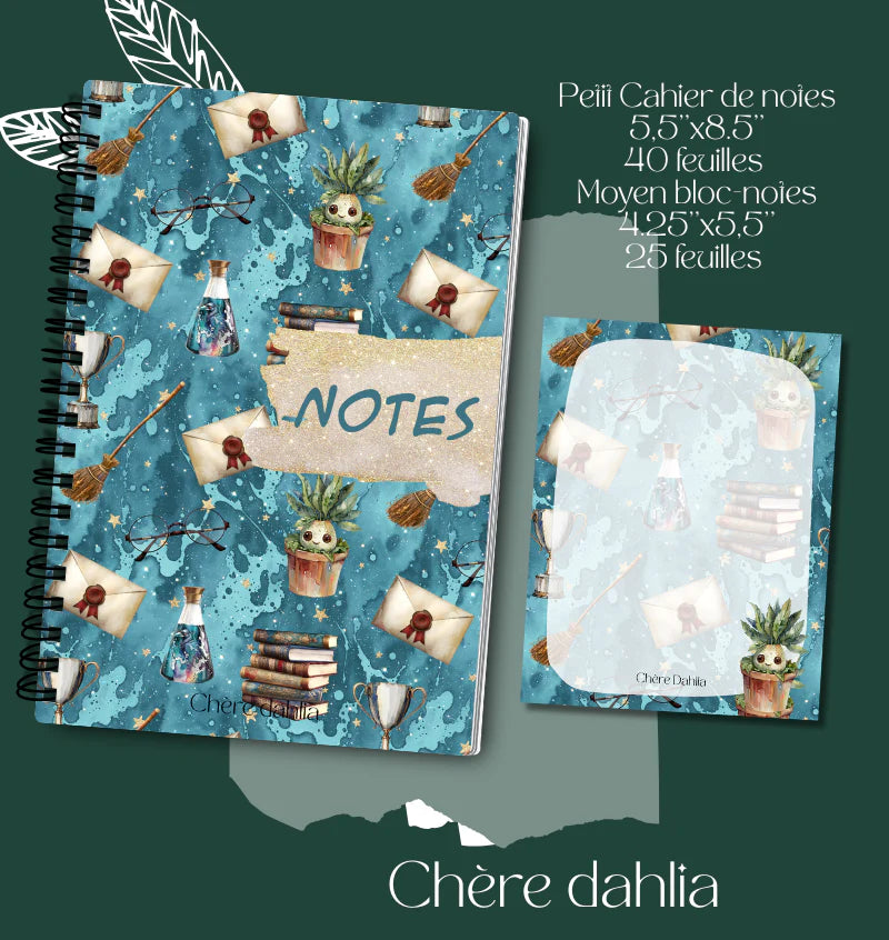 Duo papeterie petit magicien lunettes