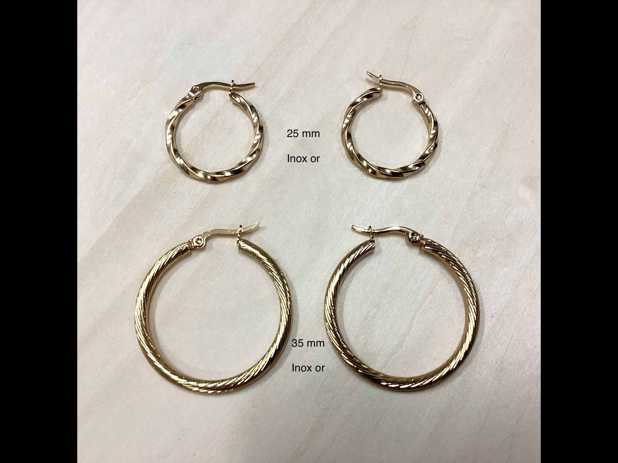 Grandes anneaux d’oreilles en inox or