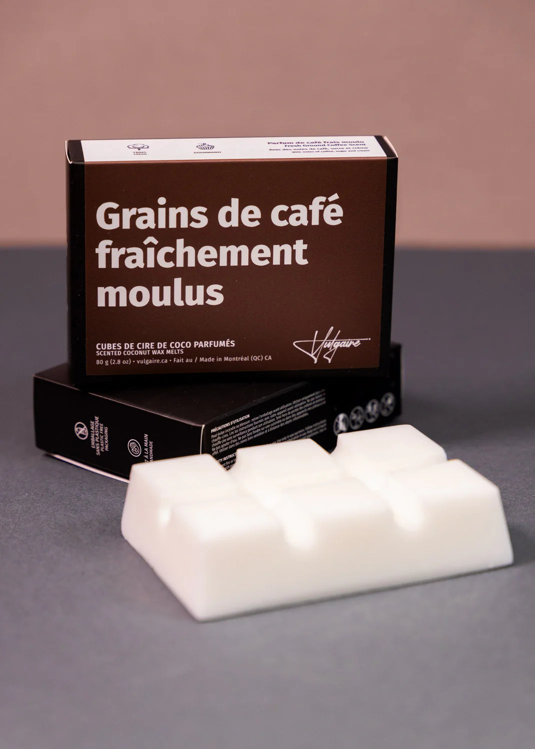 Cubes de cire Grains de café fraîchement moulus 80g.