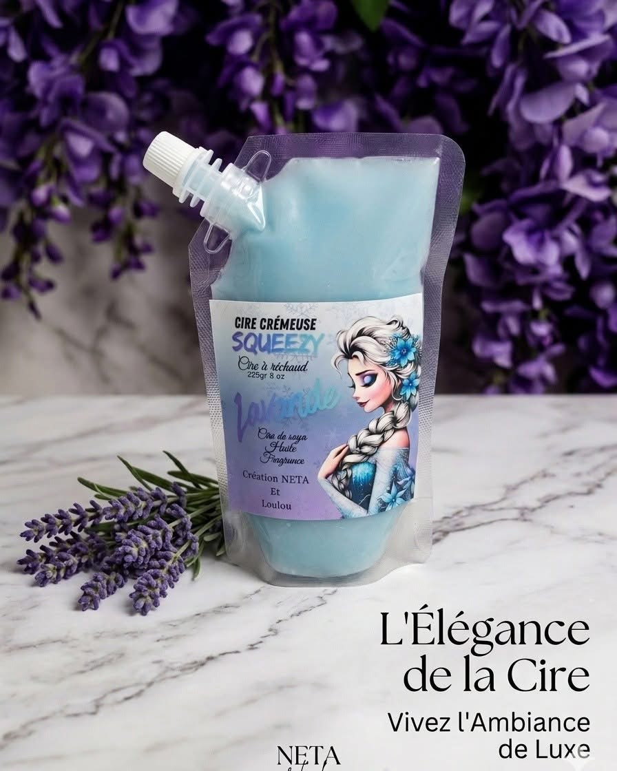 Cire crémeuse à réchaud squeeze lavande ( gros format 225 g.)