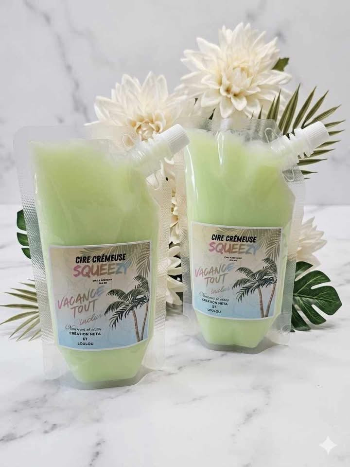 Cire crémeuse à réchaud squeeze vacance tout inclus( gros format 225 g.)