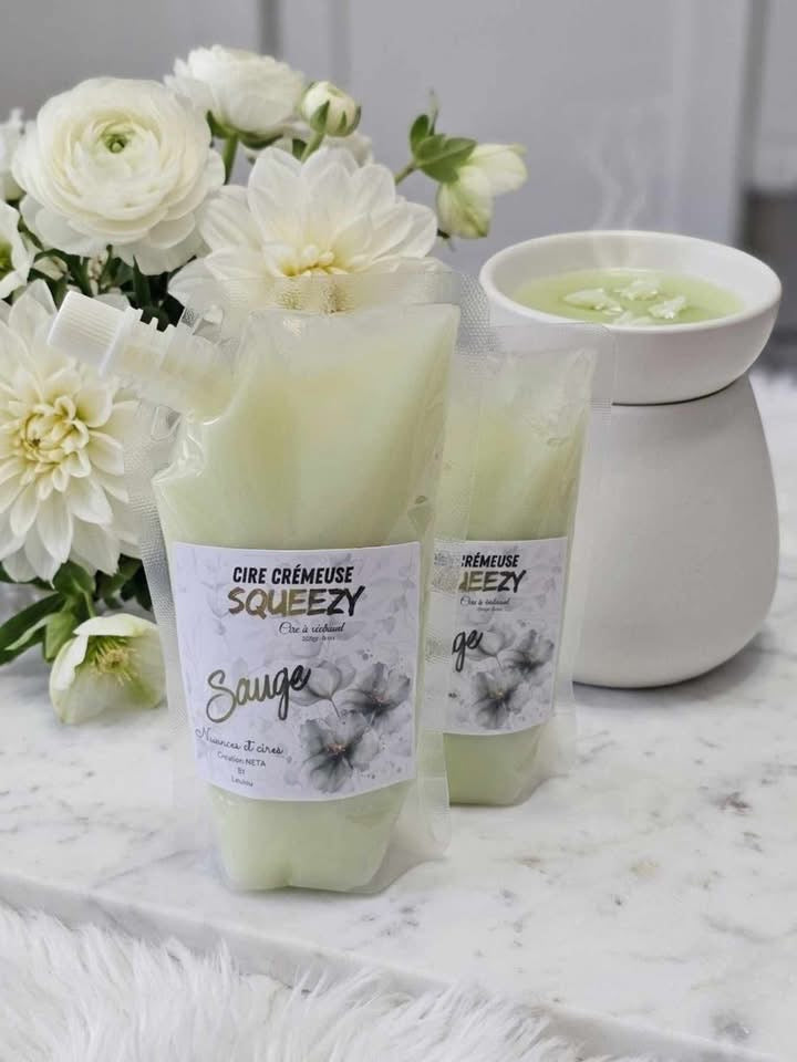 Cire crémeuse à réchaud squeeze sauge ( gros format 225 g.)