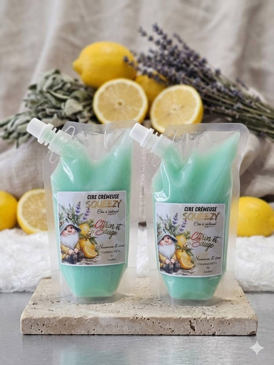Cire crémeuse à réchaud squeezy citron et sauge( couleur verte)