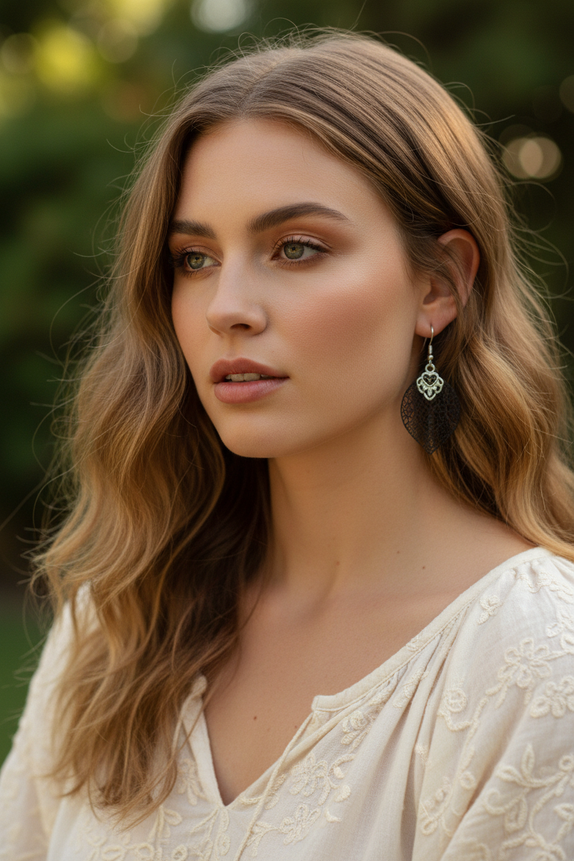 Boucles d’oreilles filigrane avec parements en inox