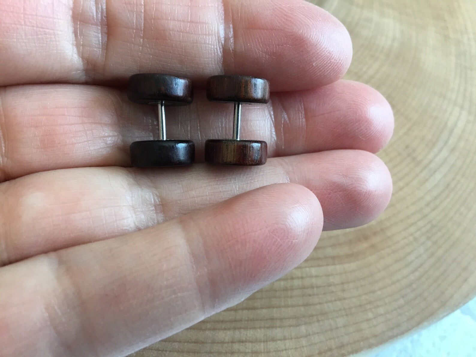 Boucles d’oreilles en acier inoxydable et bois