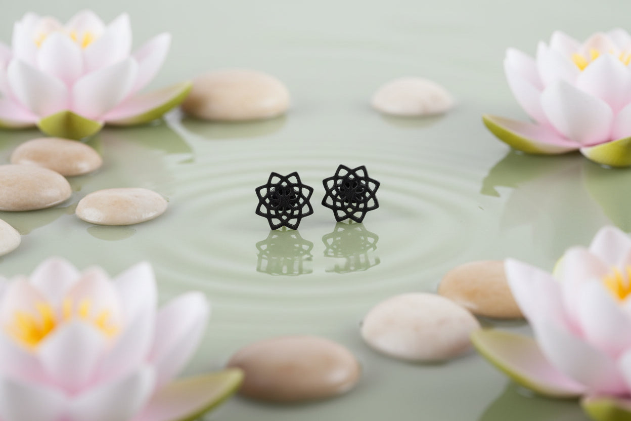 Boucles d’oreilles Mandala lotus en inox