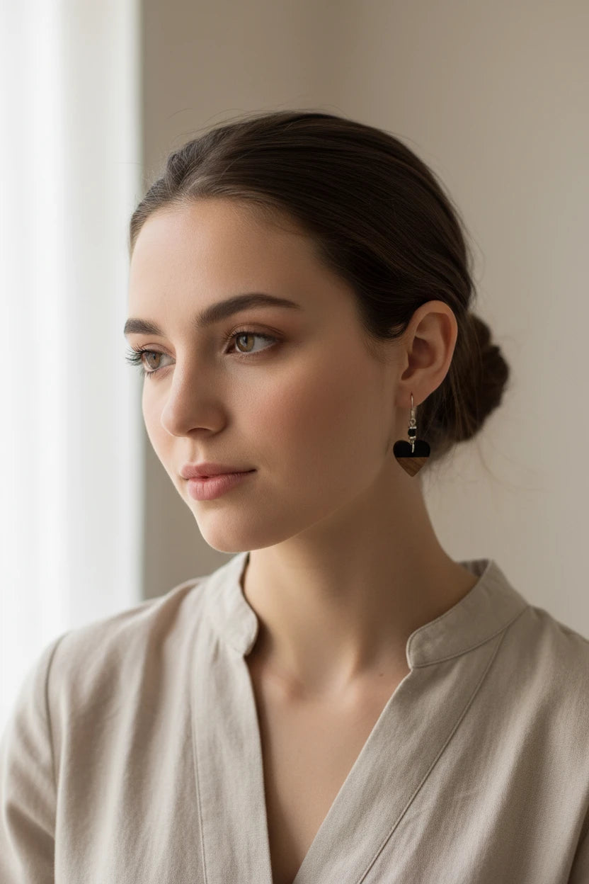 Boucles d’oreilles en bois et résine