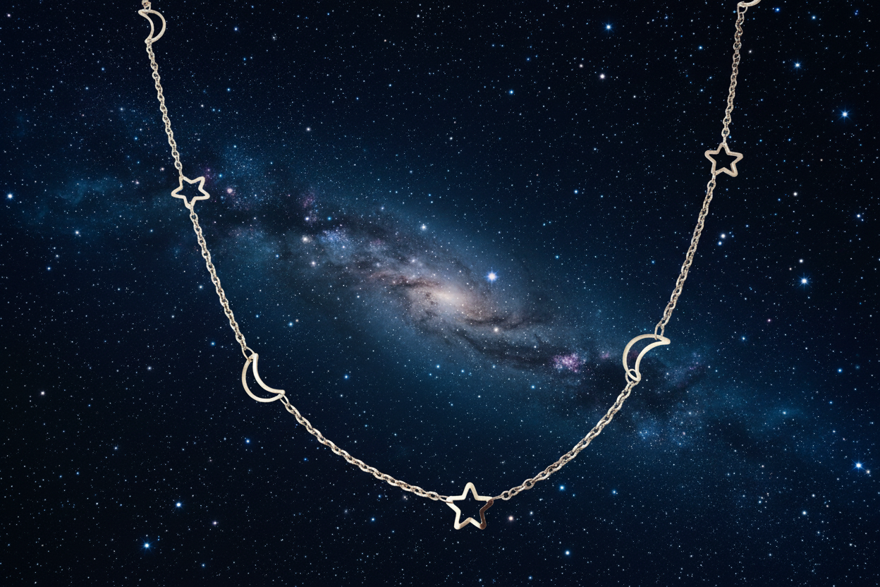 Collier lune étoile en inox