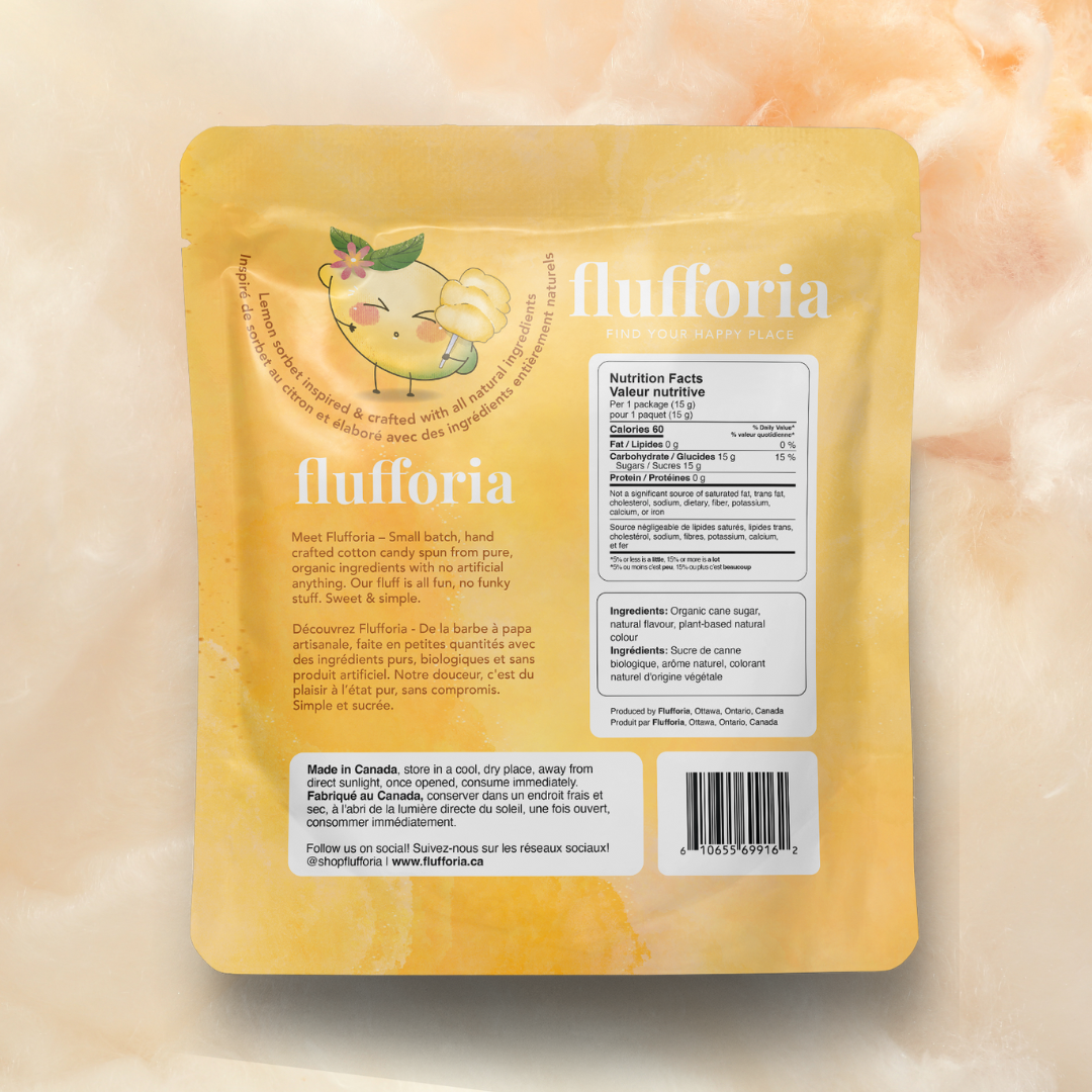 Lemona | Sorbet Citron Barbe à Papa en Coton Bio | Arômes Naturels