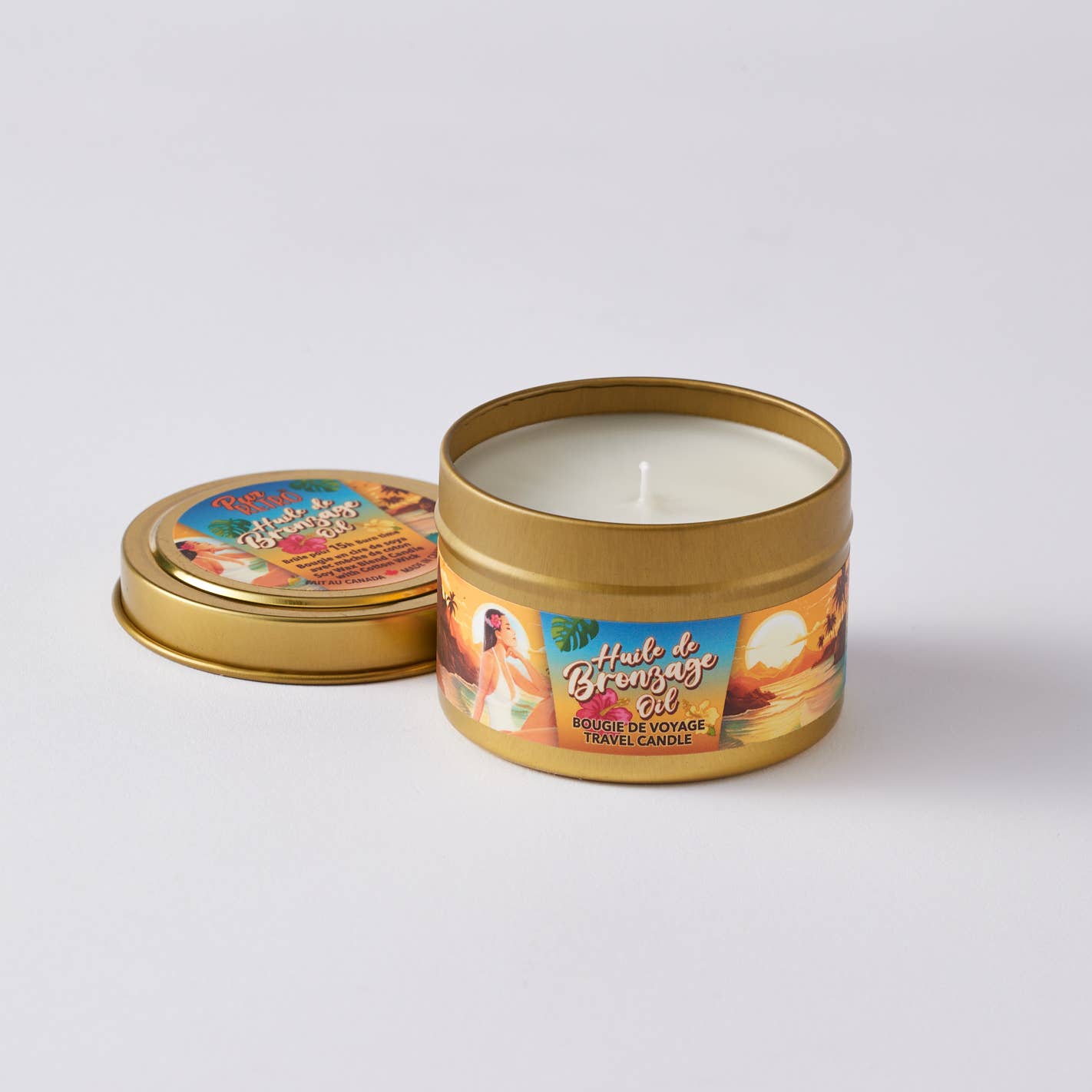 Bougie de voyage à l'huile de bronzage en étain — Tropical Bliss On the Go