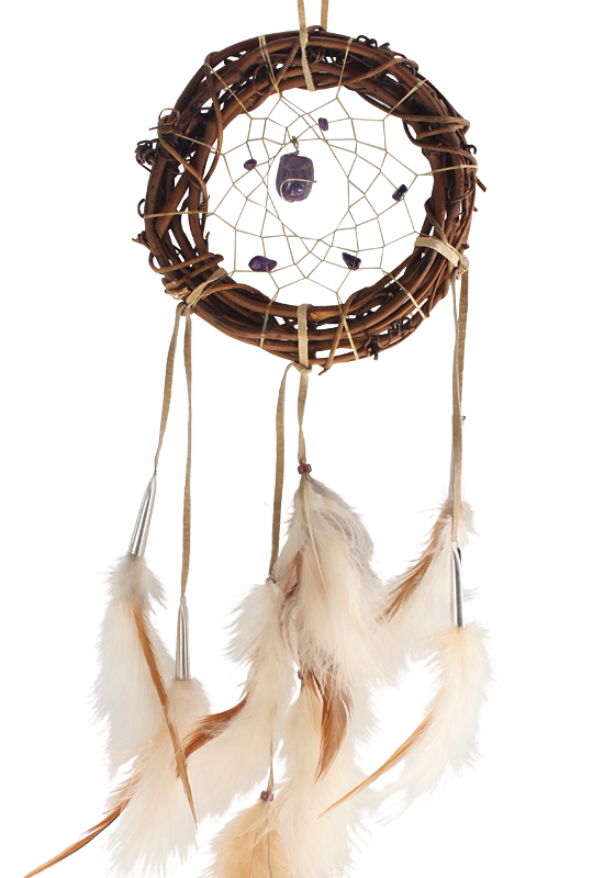 Attrape-rêves en forme de brindille de 6 pouces avec pierres en améthyste